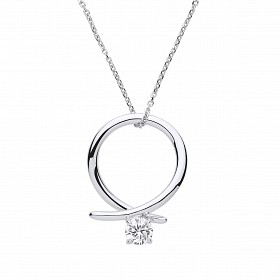 Silver CZ Kiss Pendant