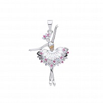 Silver CZ & Ruby Ballerina Pendant