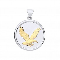 Silver & Gold Plated Eagle Disc Pendant