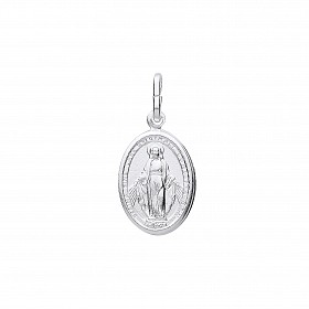 Silver Rhodium Plated Oval St Christopher Pendant