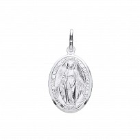 Silver Rhodium Plated Oval St Christopher Pendant