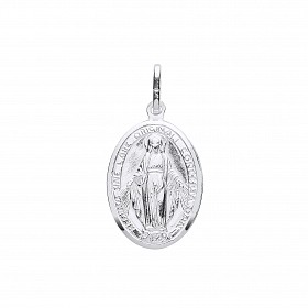 Silver Rhodium Plated Oval St Christopher Pendant