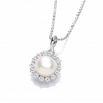 Silver CZ & Fresh Water Pearl Pendant