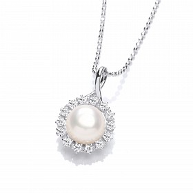 Silver CZ & Fresh Water Pearl Pendant