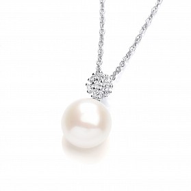 Silver CZ & Fresh Water Pearl Pendant