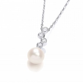 925 Sterling Silver CZ & Fresh Water Pearl Pendant