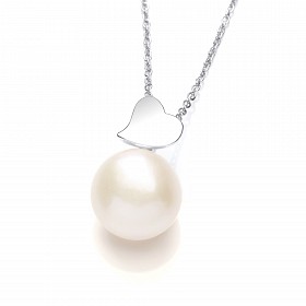 Silver Fresh Water Pearl Heart Pendant