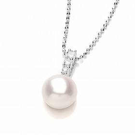 925 Sterling Silver CZ & Fresh Water Pearl Pendant