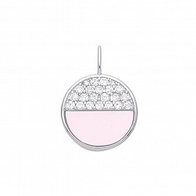 925 Sterling Silver White Mother Of Pearl & CZ Pendant