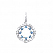 925 Sterling Silver Swiss Blue Nano & CZ Fancy Pendant