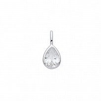 925 Sterling Silver Rhodium Plated CZ Tear Drop Pendant