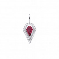 925 Sterling Silver Ruby & CZ Fancy Pendant
