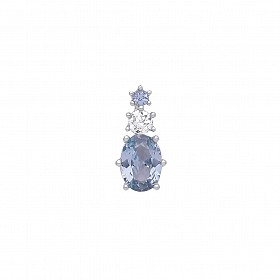 925 Sterling Silver Blue Spinal & CZ Fancy Pendant