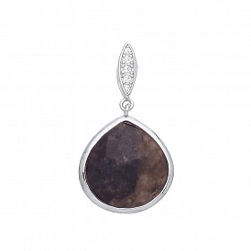 925 Sterling Silver Labradorite & CZ Tear Drop Pendant