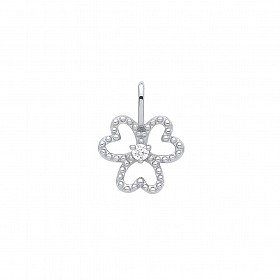 925 Sterling Silver CZ 3 Leaf Clover Pendant