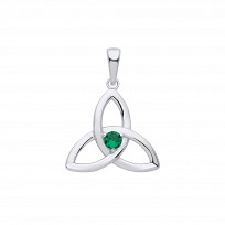925 Sterling Silver Emerald Celtic Trinity Knot Pendant