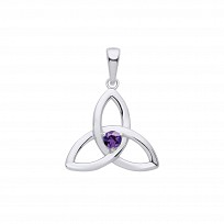 Silver Amethyst Celtic Trinity Knot Pendant