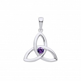 Silver Amethyst Celtic Trinity Knot Pendant