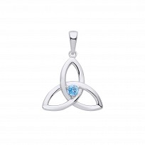 Silver Aquamarine Celtic Trinity Knot Pendant