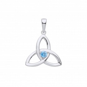 Silver Aquamarine Celtic Trinity Knot Pendant