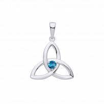 Silver Blue Topaz Celtic Trinity Knot Pendant