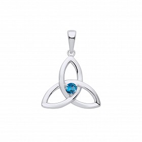 Silver Blue Topaz Celtic Trinity Knot Pendant