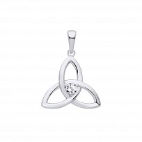 Silver Crystal Celtic Trinity Knot Pendant