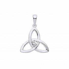 Silver Crystal Celtic Trinity Knot Pendant