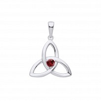 Silver Garnet Celtic Trinity Knot Pendant