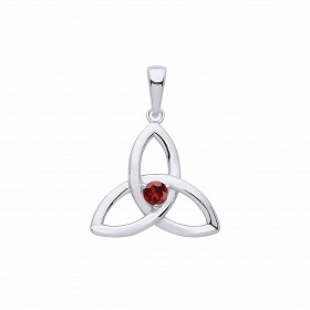 Silver Garnet Celtic Trinity Knot Pendant