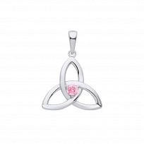 Silver Pink Celtic Trinity Knot Pendant