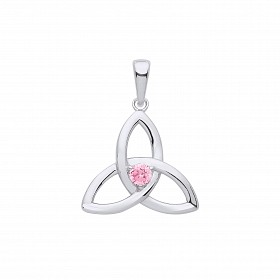 Silver Pink Celtic Trinity Knot Pendant