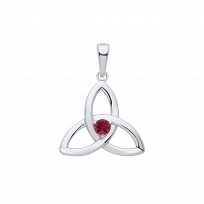 Silver Ruby Celtic Trinity Knot Pendant
