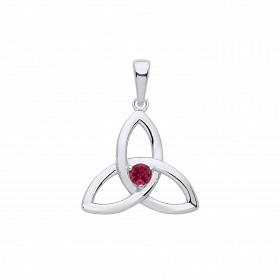 Silver Ruby Celtic Trinity Knot Pendant
