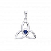 Silver Sapphire Celtic Trinity Knot Pendant