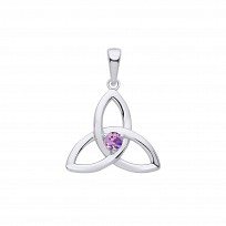 Silver Violet Celtic Trinity Knot Pendant