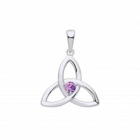 Silver Violet Celtic Trinity Knot Pendant