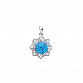 Silver CZ & Opal Fancy Pendant