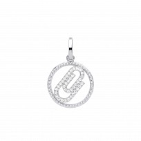 Silver CZ Paperclip Circle Pendant