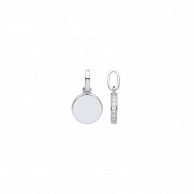 Silver Disc Pendant With CZ Edge