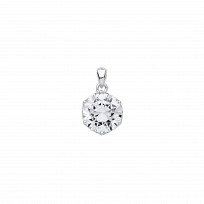 Silver Rhodium Plated Single Stone Pendant