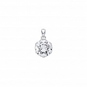 Silver Rhodium Plated Single Stone Pendant