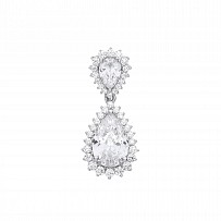Silver CZ Fancy Pear Drop Pendant