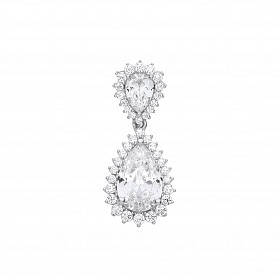 Silver CZ Fancy Pear Drop Pendant