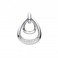 Silver CZ Rounded Triangle Fancy Pendant
