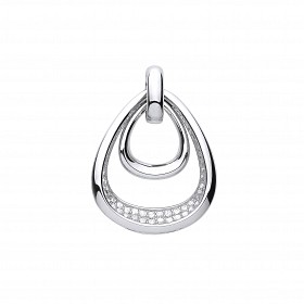 Silver CZ Rounded Triangle Fancy Pendant