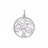 Silver & Rose Gold Plated CZ Tree Of Life Disc Charm Pendant