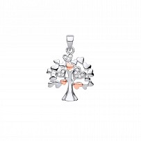 Silver & Rose Gold Plated Heart CZ Tree Of Life Pendant