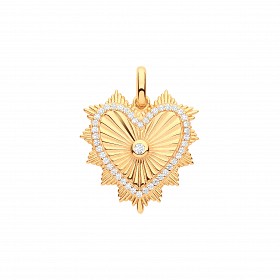 Gold Plated CZ Fancy Heart Pendant