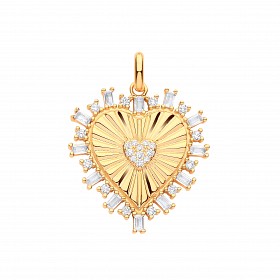 Gold Plated CZ Fancy Heart Pendant